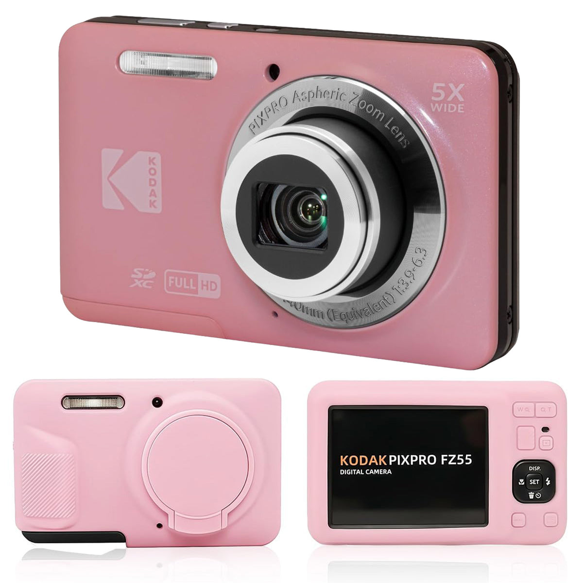 KODAK PIXPRO FZ55 Digital Camera, Pink, Pink Silicone Case Bundle — image 1