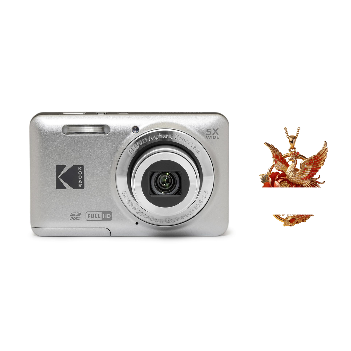 KODAK PIXPRO FZ55 Digital Camera, Silver, Camera Charm 330 Bundle - image 1