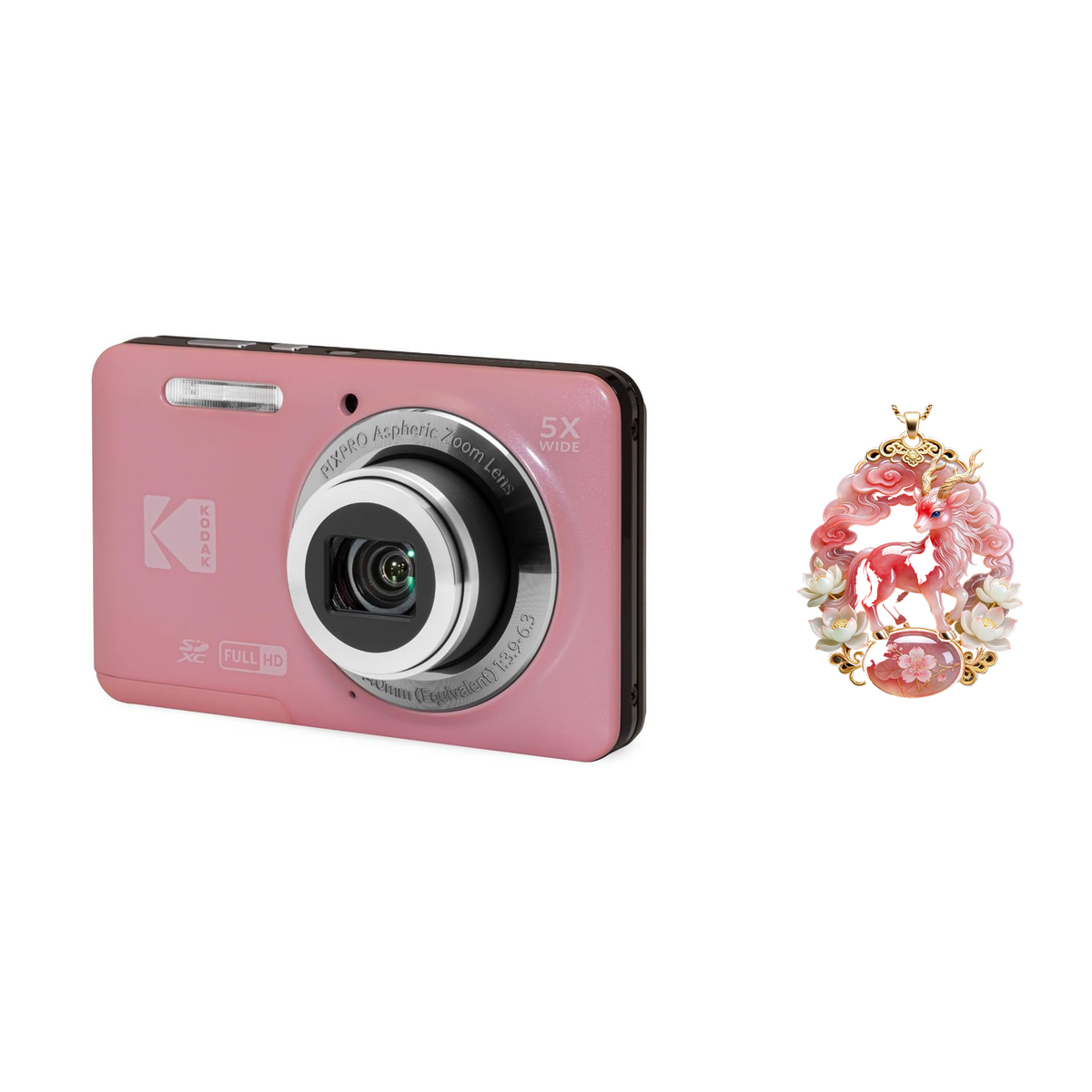 KODAK PIXPRO FZ55 Digital Camera, Pink, Camera Charm 340 Bundle - image 1