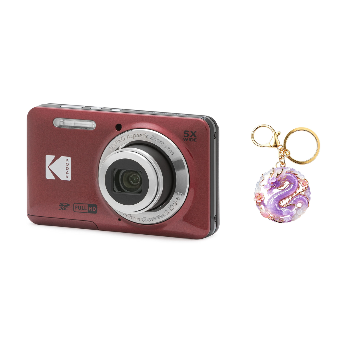 KODAK PIXPRO FZ55 Digital Camera, Red, Camera Charm 322 Bundle - image 1