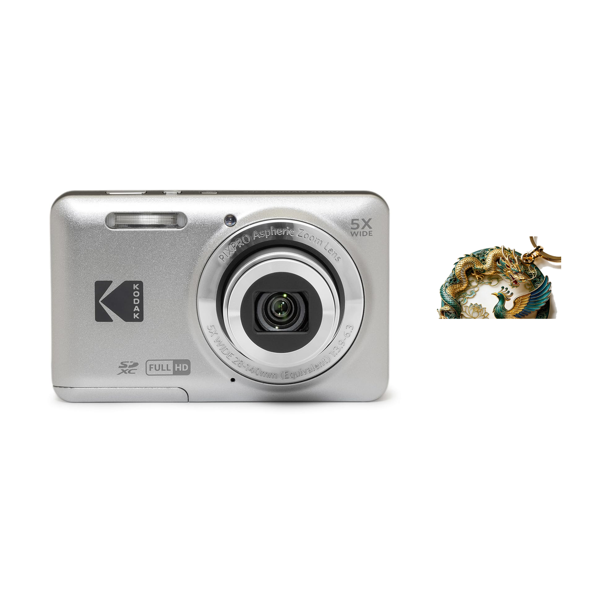 KODAK PIXPRO FZ55 Digital Camera, Silver, Camera Charm 319 Bundle - image 1