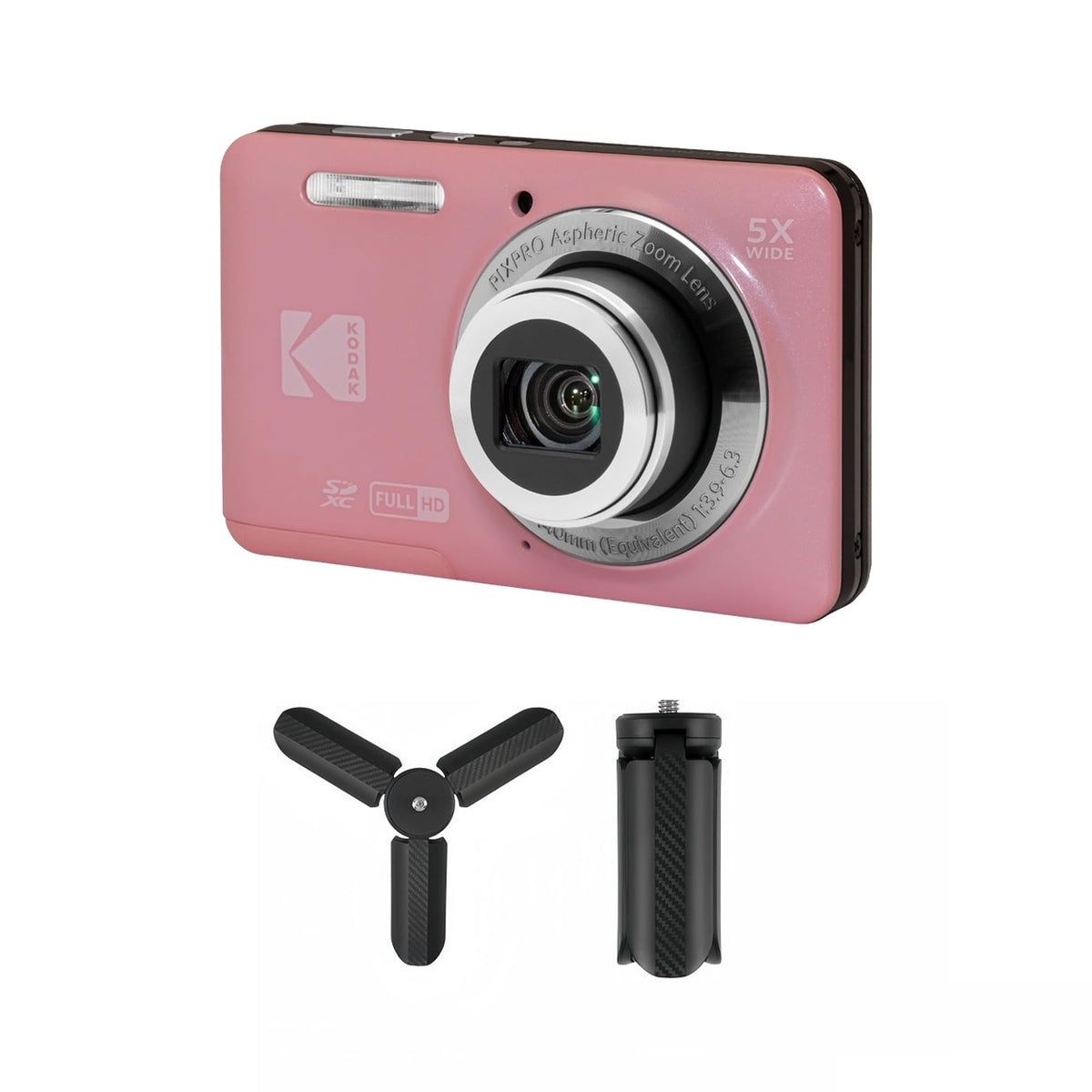 KODAK PIXPRO FZ55 Digital Camera, Pink, Mini Tripod Bundle — image 1