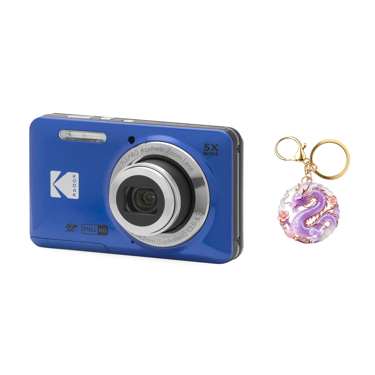 KODAK PIXPRO FZ55 Digital Camera, Blue, Camera Charm 322 Bundle - image 1
