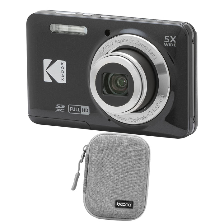 KODAK PIXPRO FZ55 Digital Camera, Black, Silver Carry Case Bundle