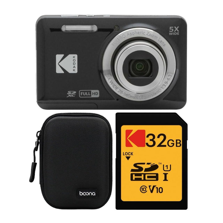 KODAK PIXPRO FZ55 Digital Camera, Black, Black Carry Case, 32GB SD Card Bundle