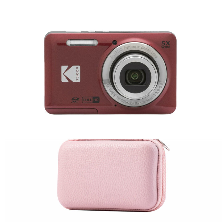 KODAK PIXPRO FZ55 Digital Camera, Red, Pink Carry Case Bundle