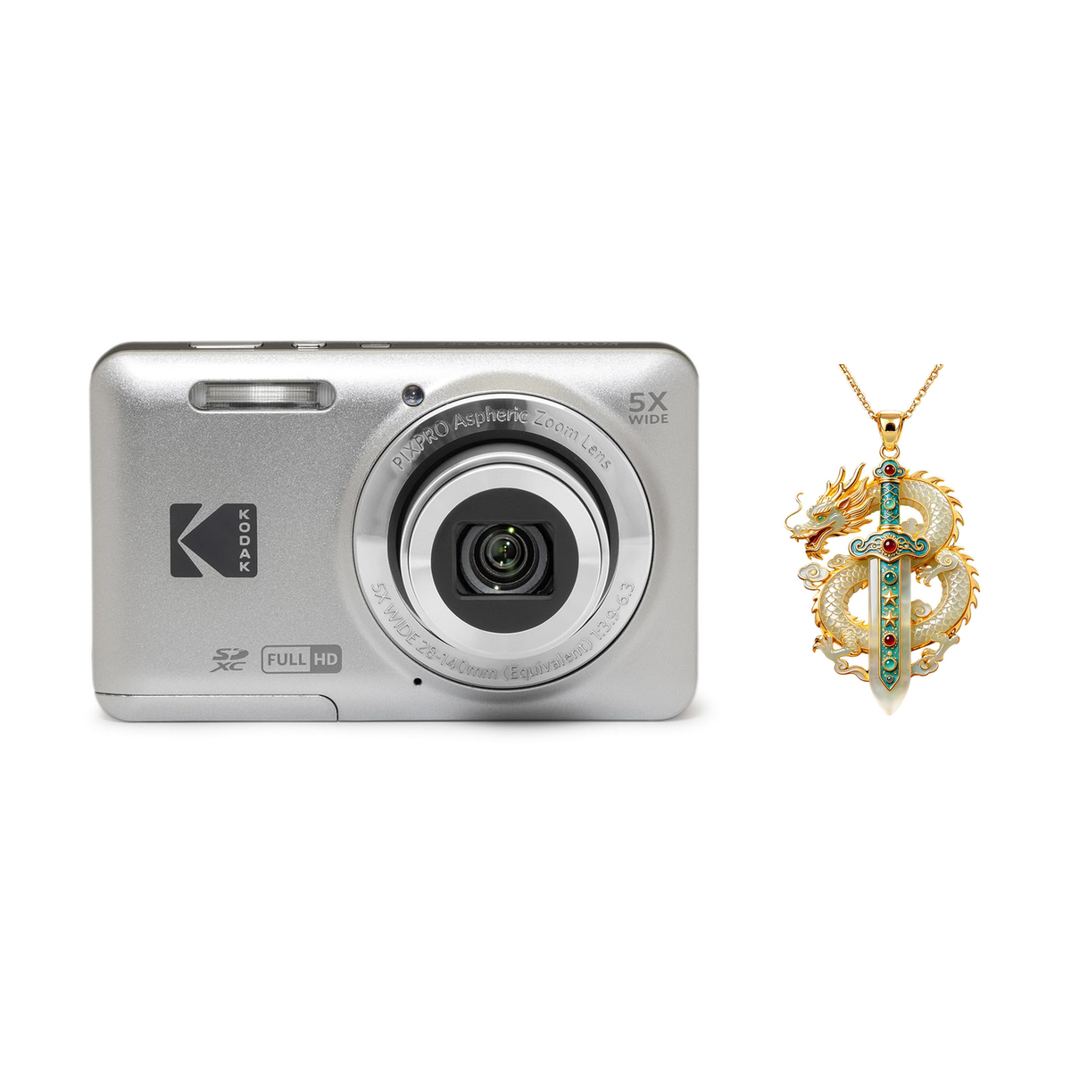 KODAK PIXPRO FZ55 Digital Camera, Silver, Camera Charm 320 Bundle - image 1
