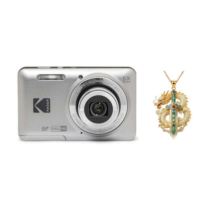 KODAK PIXPRO FZ55 Digital Camera, Silver, Camera Charm 320 Bundle - image 1