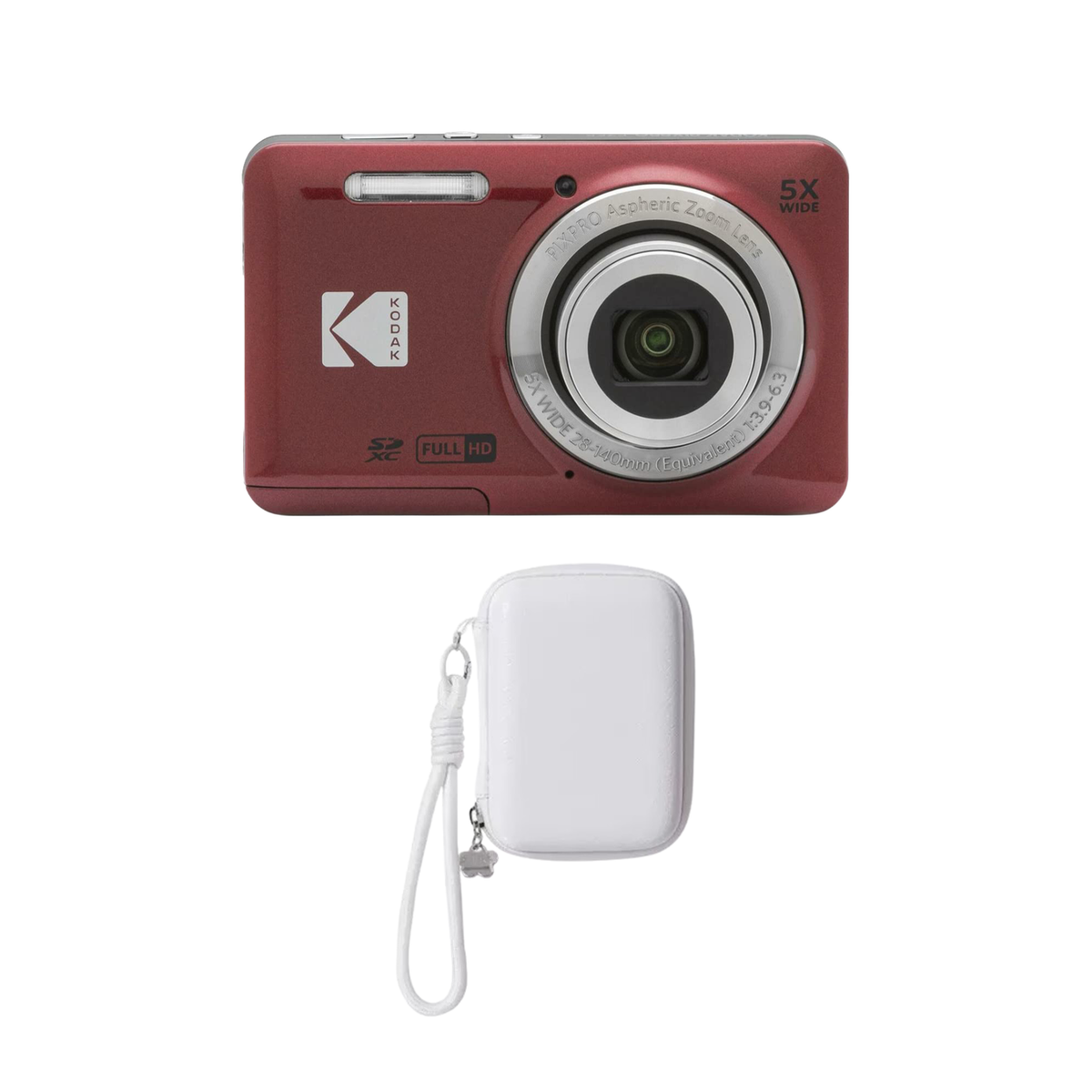 KODAK PIXPRO FZ55 Digital Camera, Red, Ivory Strap Carry Case Bundle - image 1