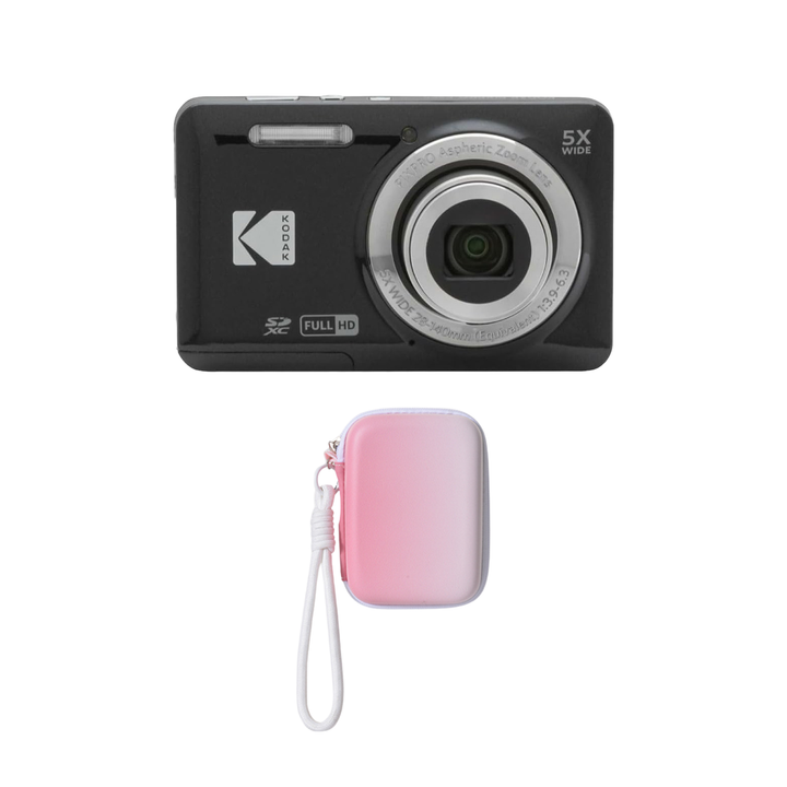 KODAK PIXPRO FZ55 Digital Camera, Black, Gradient Pink Strap Carry Case Bundle - image 1