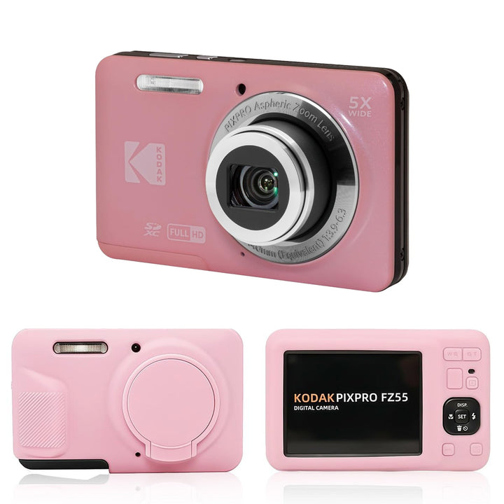 KODAK PIXPRO FZ55 Digital Camera, Pink, Pink Protective Shell Bundle