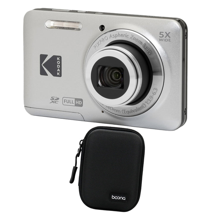 KODAK PIXPRO FZ55 Digital Camera, Silver, Black Carry Case Bundle