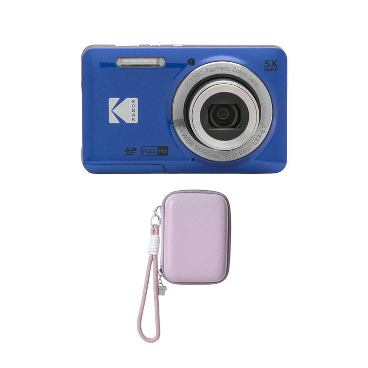 KODAK PIXPRO FZ55 Digital Camera, Blue, Lilac Strap Carry Case Bundle - image 1