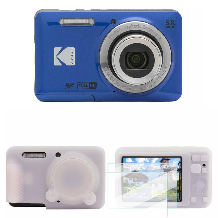 KODAK PIXPRO FZ55 Digital Camera, Blue, Meteor Silicone Case Bundle