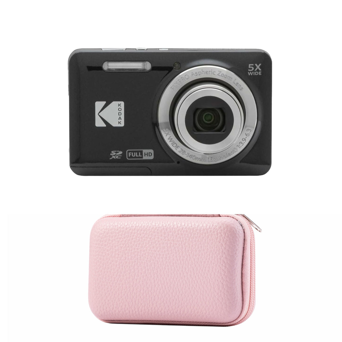KODAK PIXPRO FZ55 Digital Camera, Black, Pink Carry Case Bundle — image 1