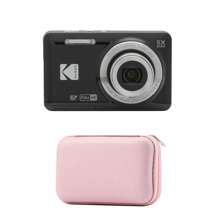 KODAK PIXPRO FZ55 Digital Camera, Black, Pink Carry Case Bundle