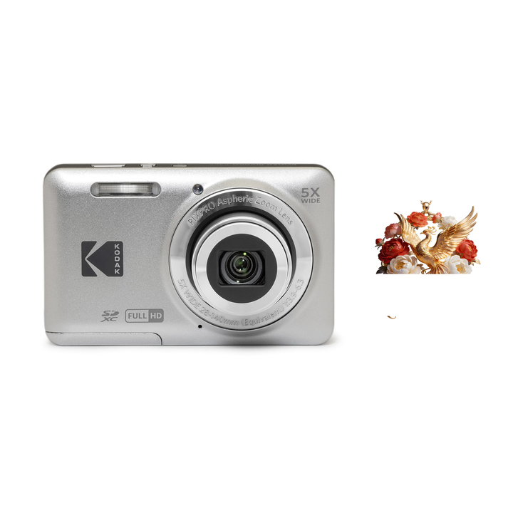 KODAK PIXPRO FZ55 Digital Camera, Silver, Camera Charm 329 Bundle - image 1