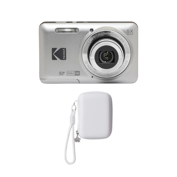 KODAK PIXPRO FZ55 Digital Camera, Silver, Ivory Strap Carry Case Bundle - image 1