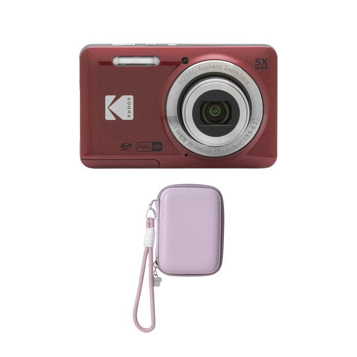 KODAK PIXPRO FZ55 Digital Camera, Red, Lilac Strap Carry Case Bundle - image 1