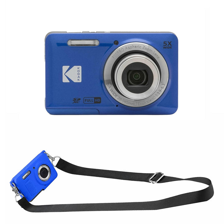 KODAK PIXPRO FZ55 Digital Camera, Blue, Blue Strap Silicone Case Bundle