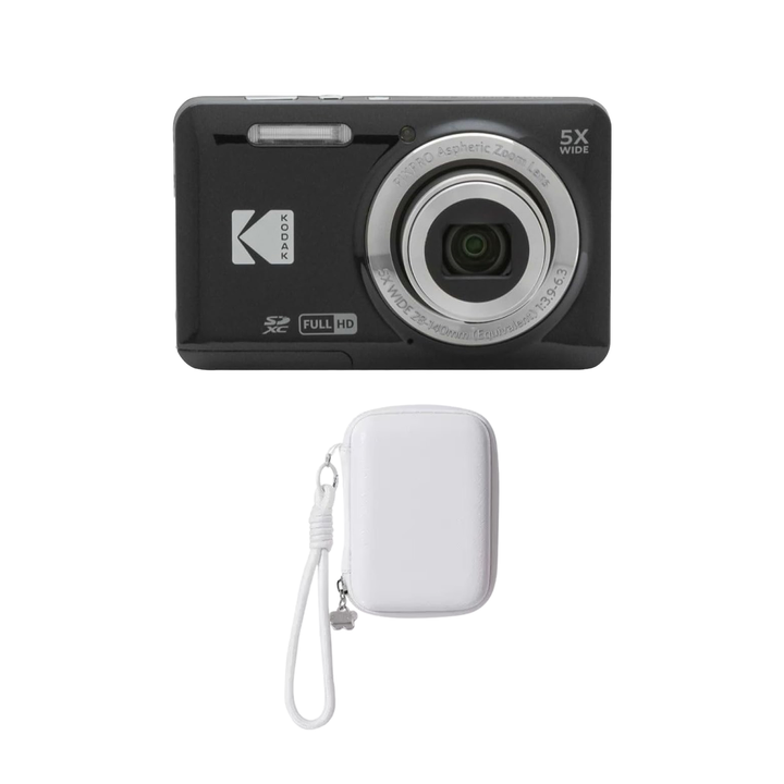 KODAK PIXPRO FZ55 Digital Camera, Black, Ivory Strap Carry Case Bundle - image 1