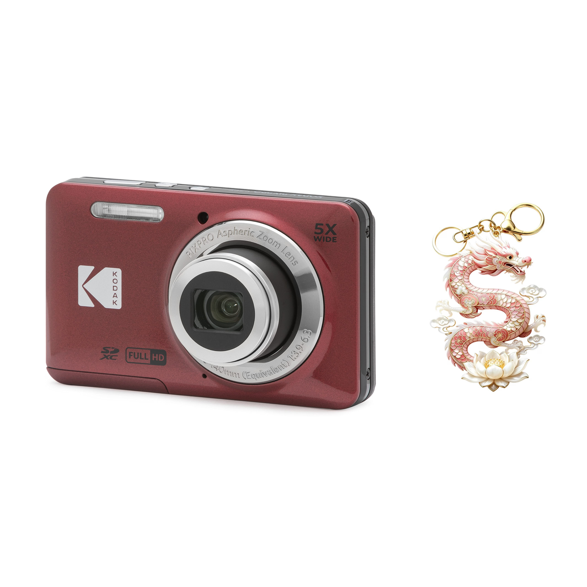 KODAK PIXPRO FZ55 Digital Camera, Red, Camera Charm 327 Bundle - image 1
