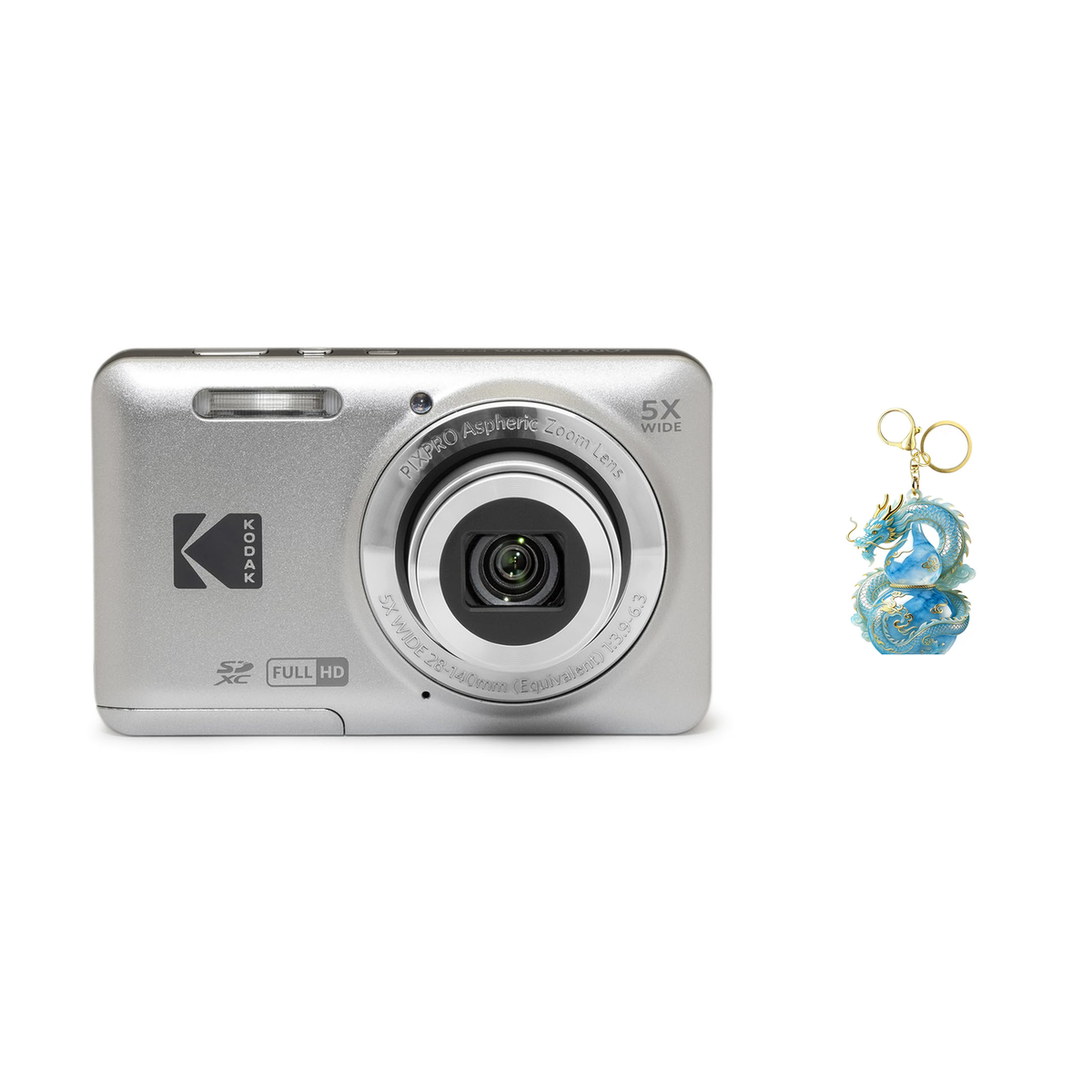KODAK PIXPRO FZ55 Digital Camera, Silver, Camera Charm 309 Bundle - image 1