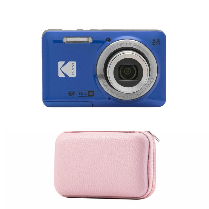KODAK PIXPRO FZ55 Digital Camera, Blue, Pink Carry Case Bundle