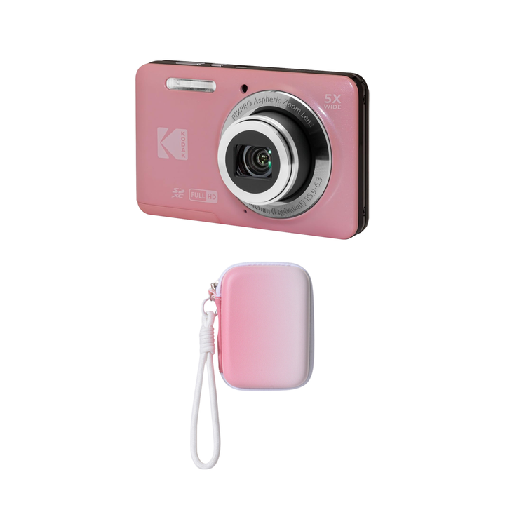 KODAK PIXPRO FZ55 Digital Camera, Pink, Gradient Pink Strap Carry Case Bundle - image 1