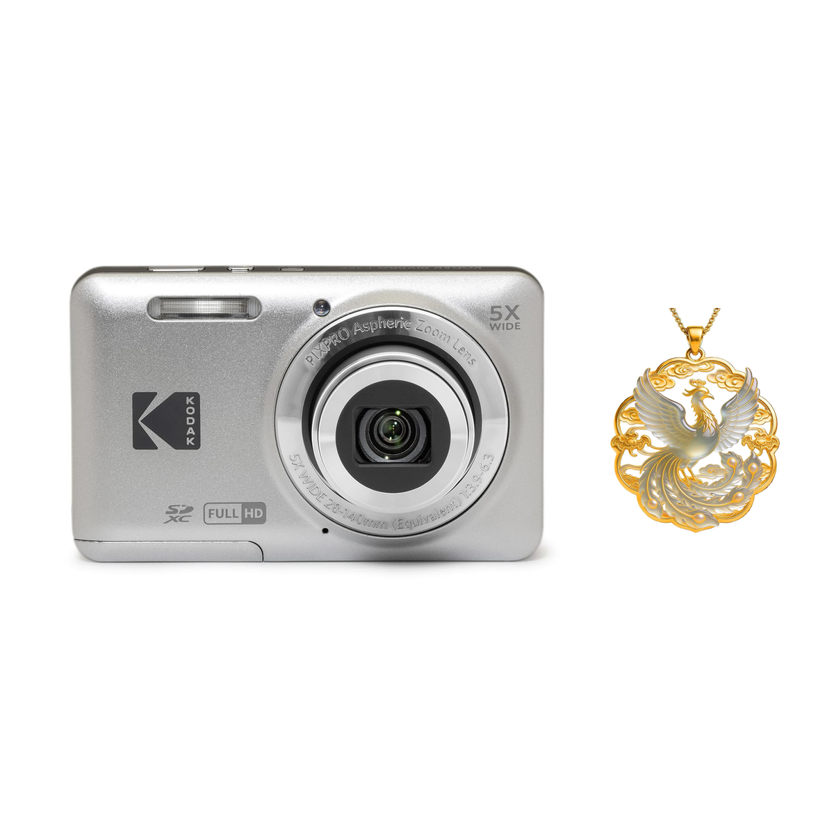 KODAK PIXPRO FZ55 Digital Camera, Silver, Camera Charm 317 Bundle - image 1