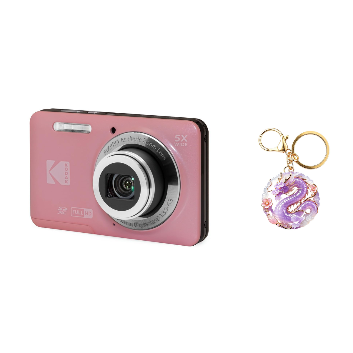 KODAK PIXPRO FZ55 Digital Camera, Pink, Camera Charm 322 Bundle - image 1