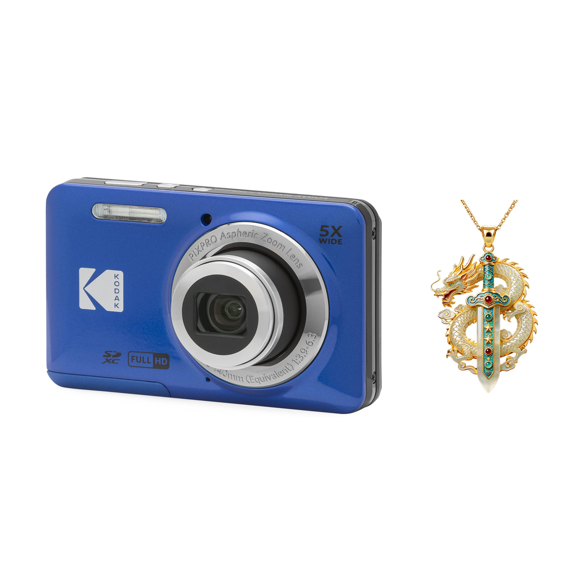 KODAK PIXPRO FZ55 Digital Camera, Blue, Camera Charm 320 Bundle - image 1