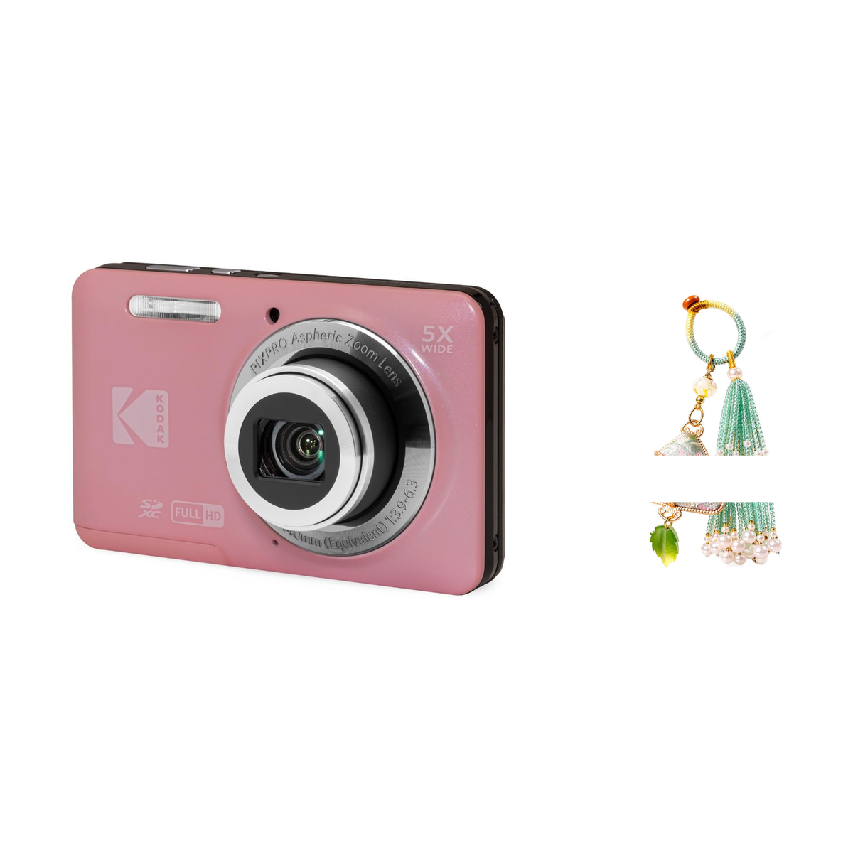 KODAK PIXPRO FZ55 Digital Camera, Pink, Camera Charm 335 Bundle - image 1