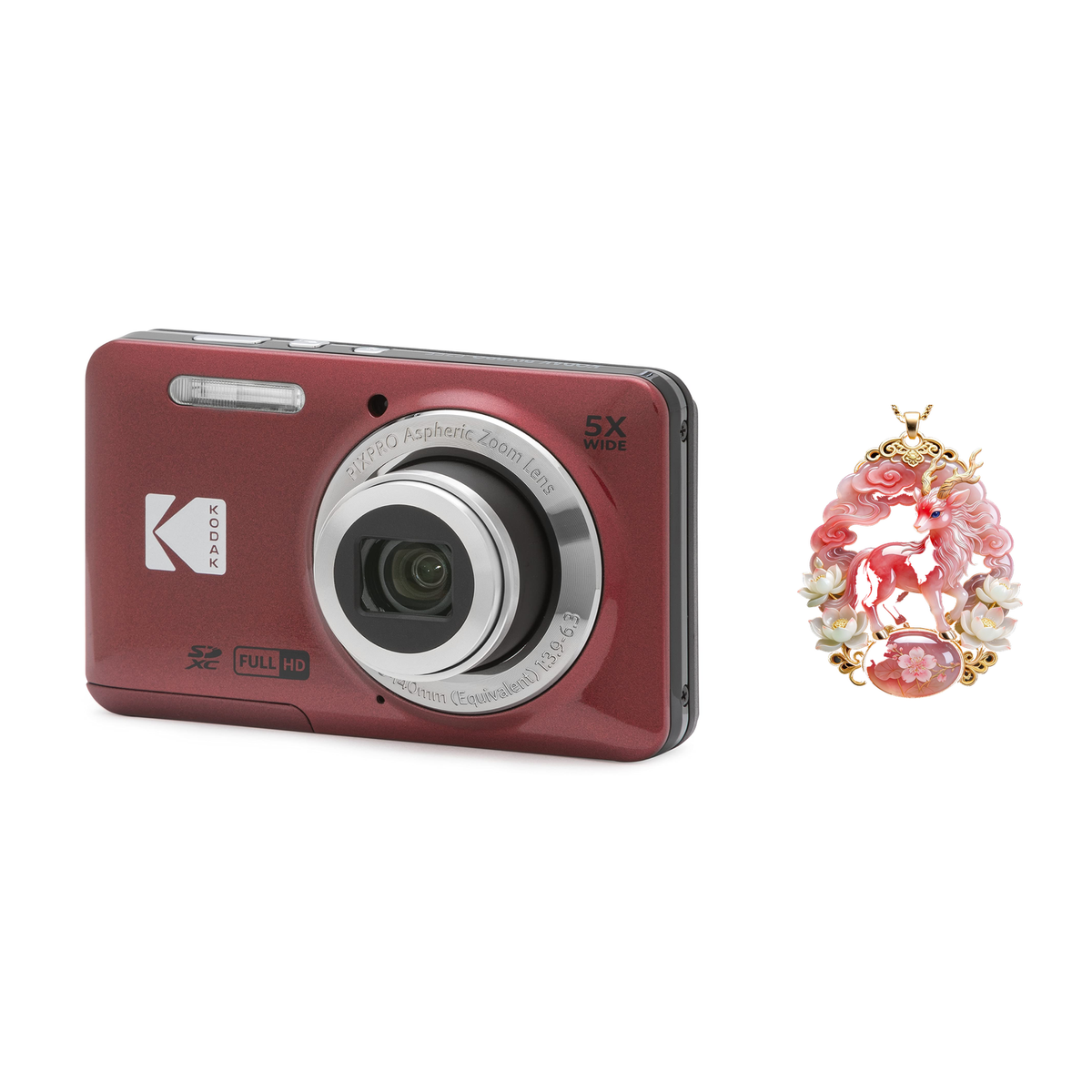 KODAK PIXPRO FZ55 Digital Camera, Red, Camera Charm 340 Bundle - image 1
