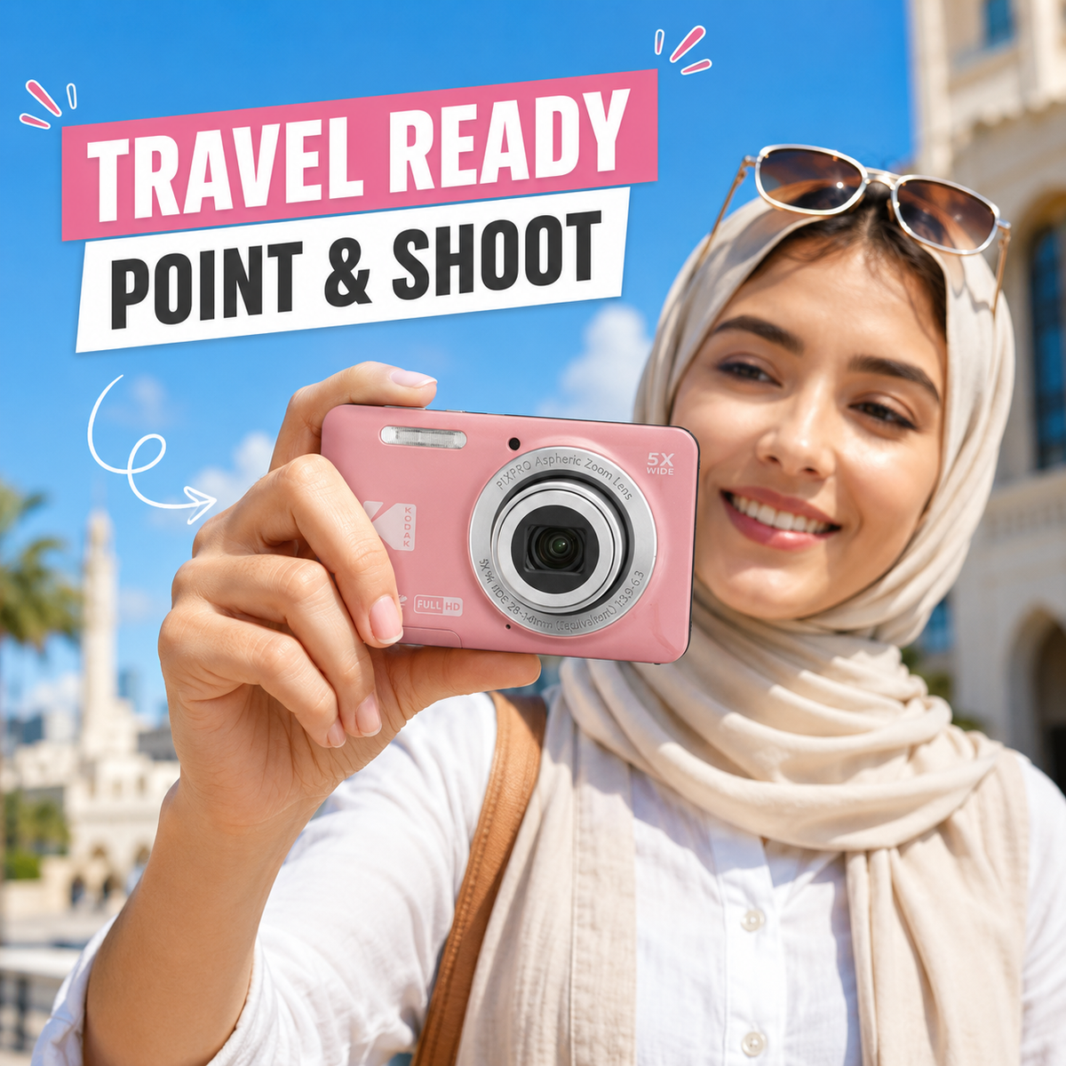 KODAK PIXPRO FZ55 Digital Camera, Pink, Camera Charm 312 Bundle - image 2