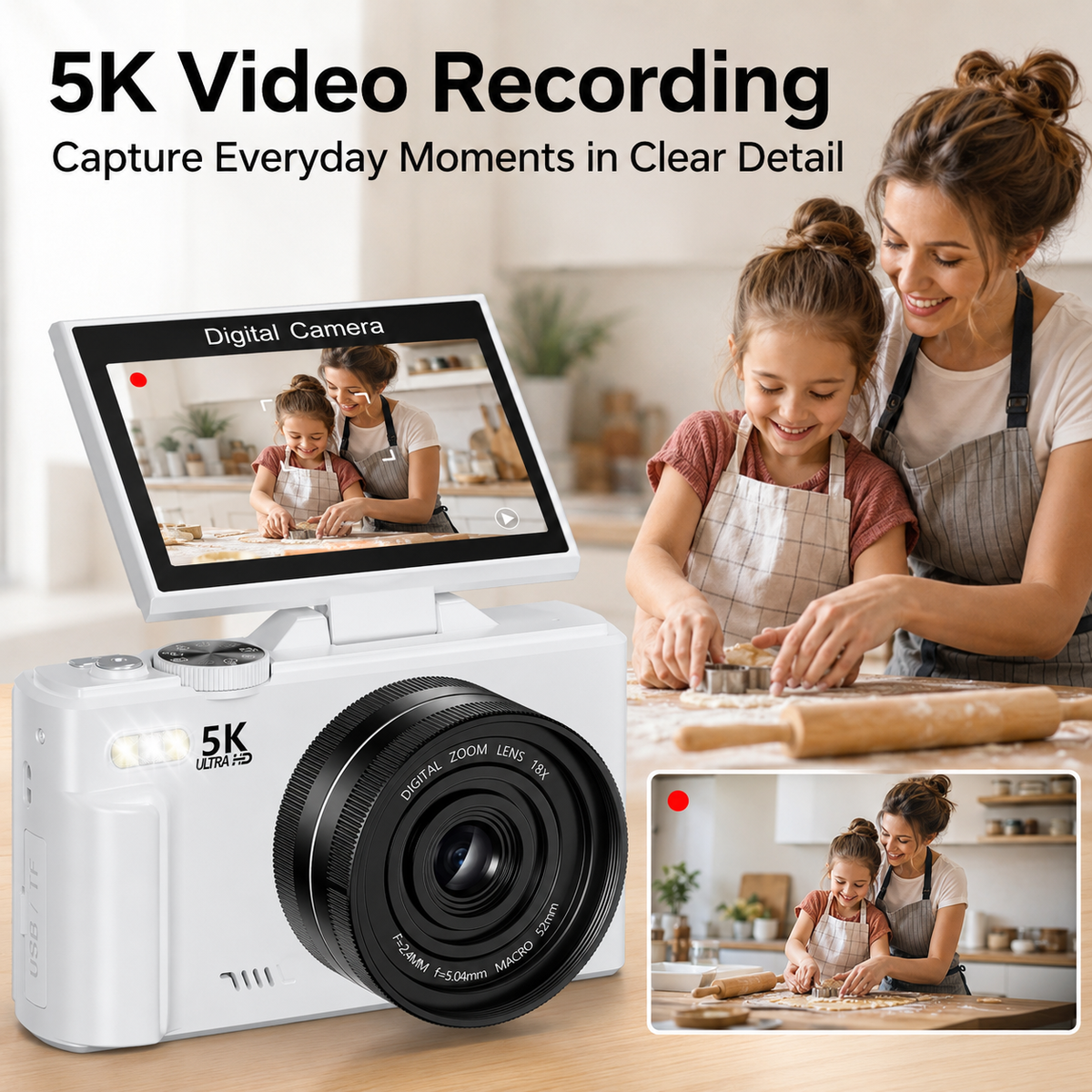 FLATIC Compact Digital Camera, White, Standard Kit - image 2