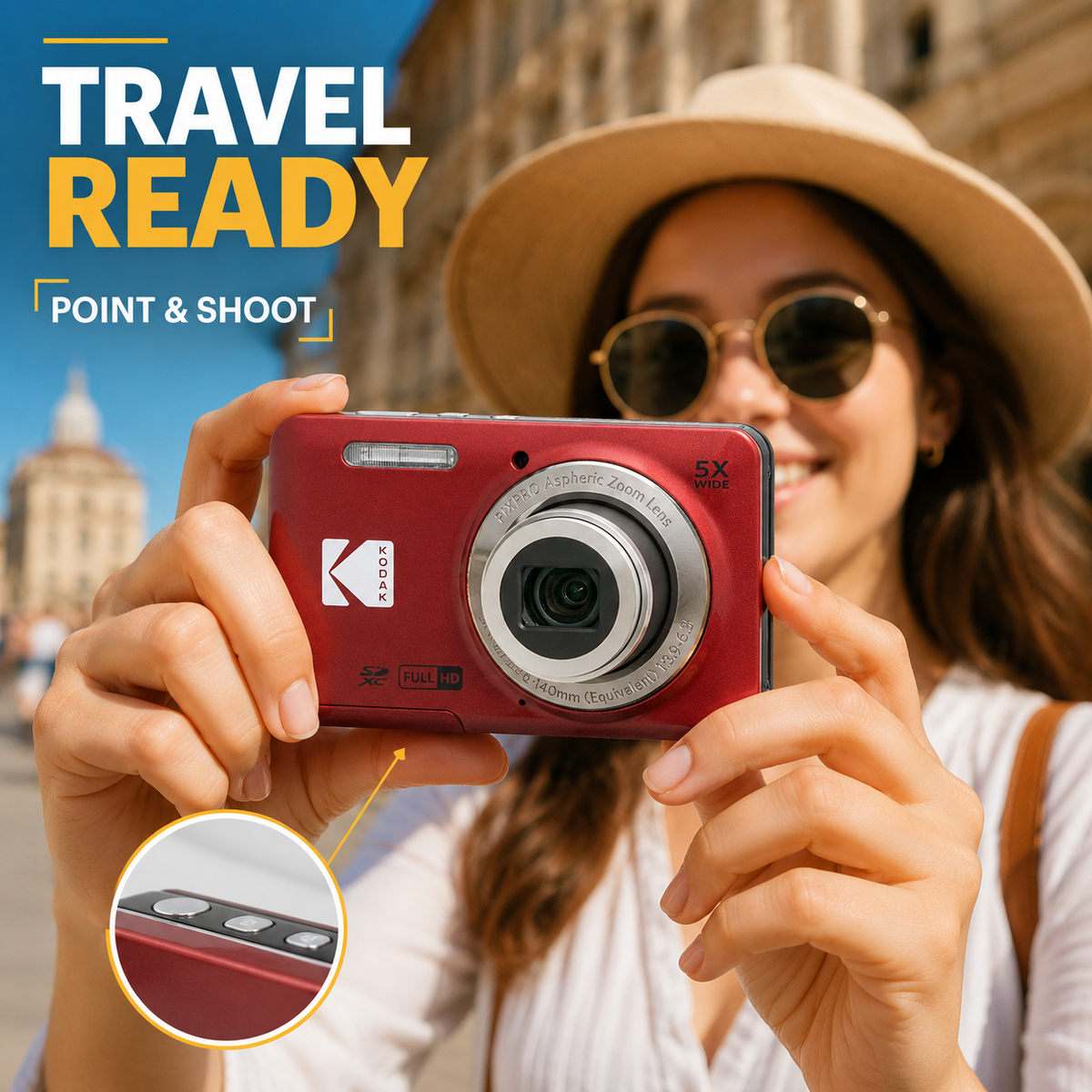 KODAK PIXPRO FZ55 Digital Camera, Red, Lilac Strap Carry Case Bundle - image 2