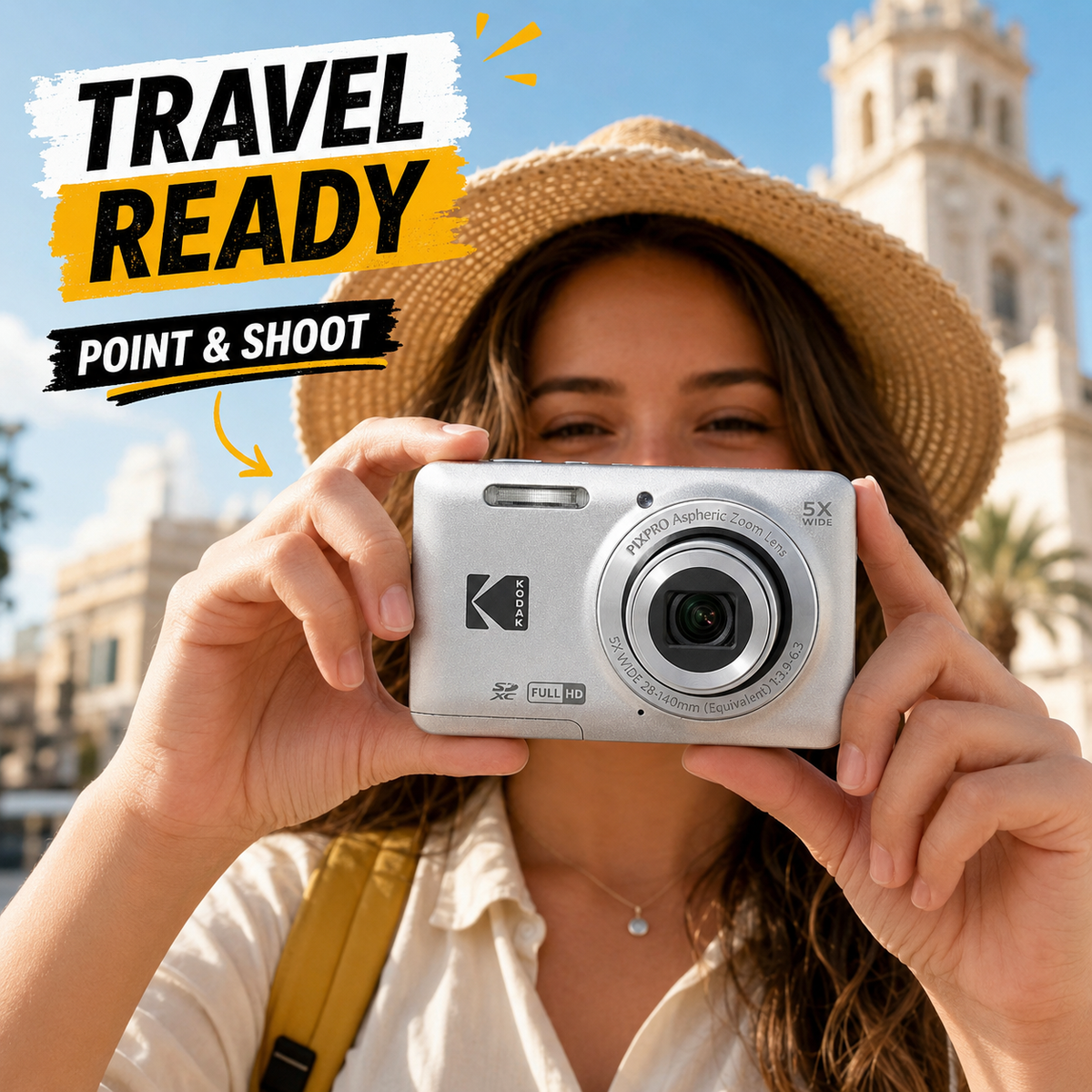 KODAK PIXPRO FZ55 Digital Camera, Silver, Gradient Pink Strap Carry Case, 32GB SD Card, Silver Card Reader Bundle - image 2