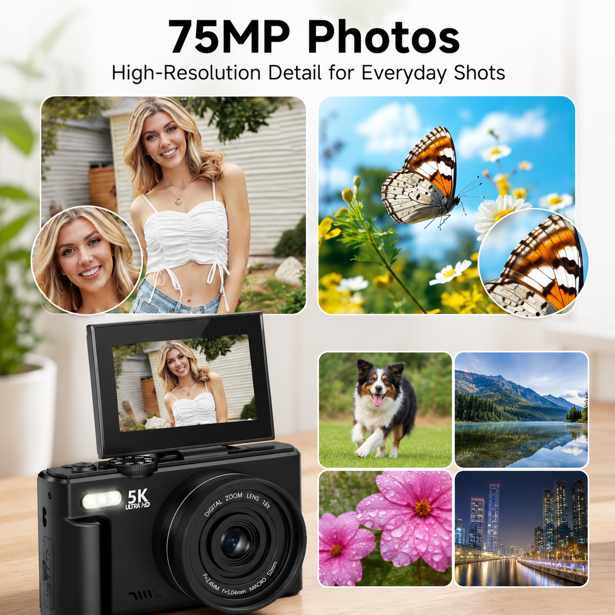 FLATIC Compact Digital Camera, Black, Standard Kit - image 3