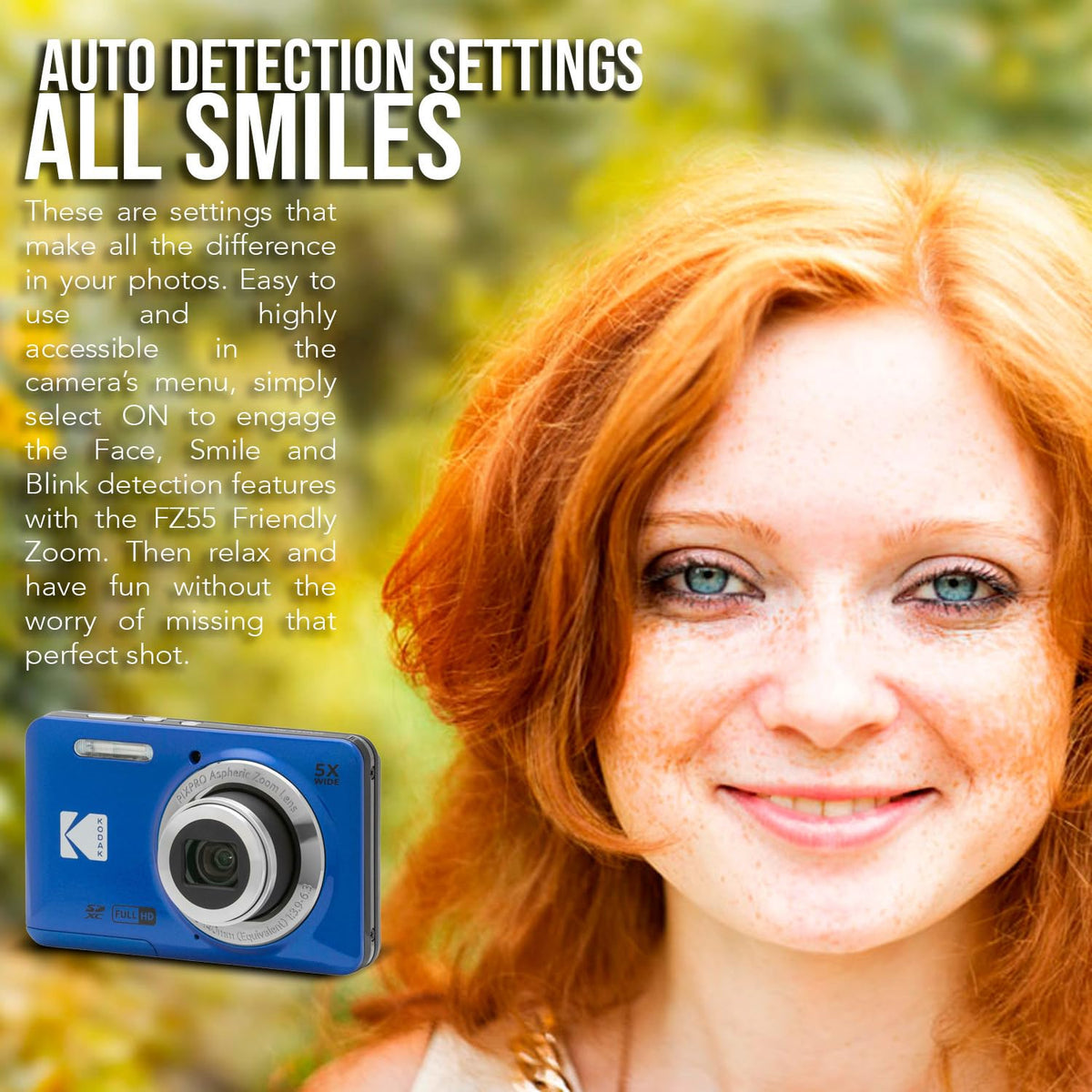 KODAK PIXPRO FZ55 Digital Camera, Blue, 32GB SD Card, Cleaning Card Bundle — image 3