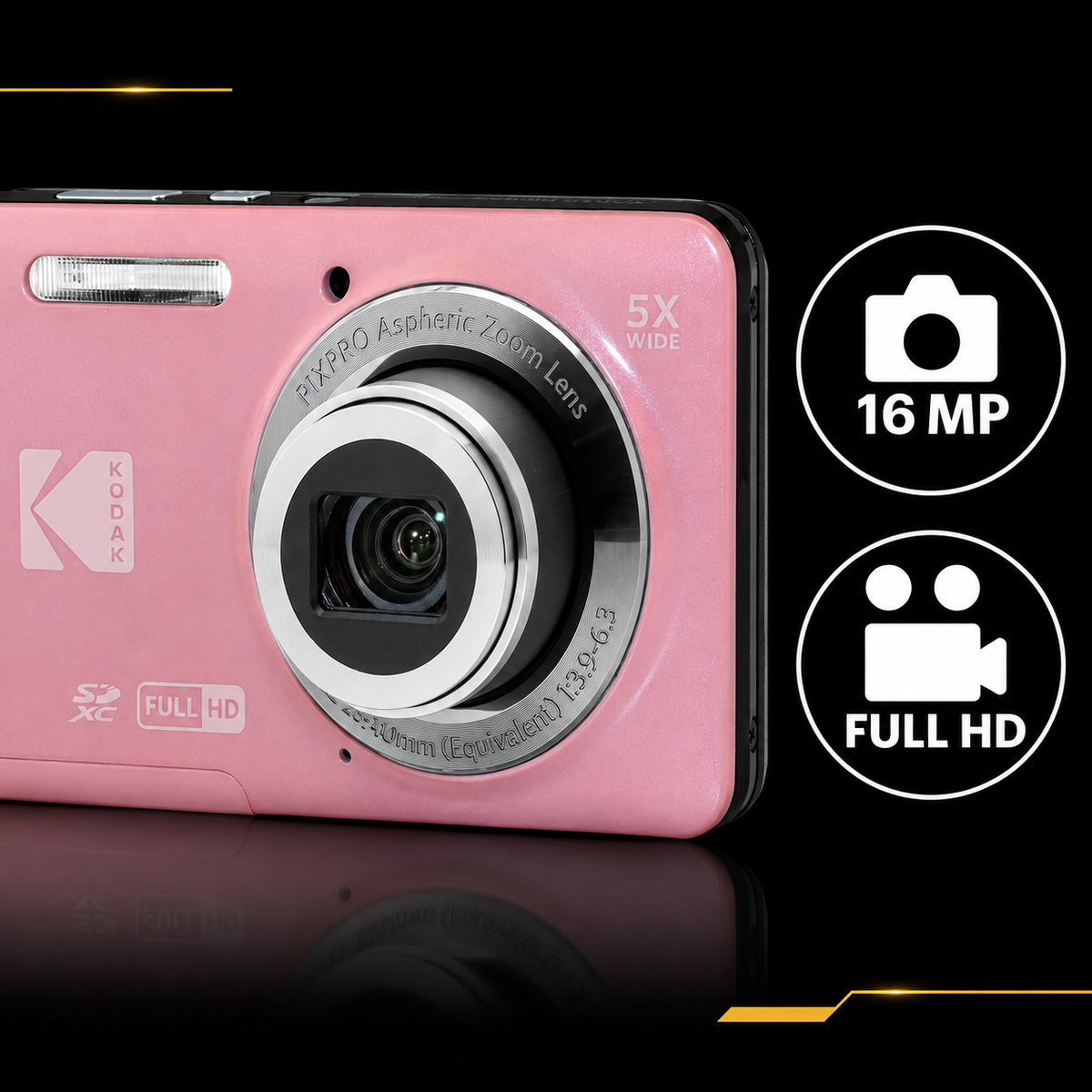 KODAK PIXPRO FZ55 Digital Camera, Pink, Camera Charm 330 Bundle - image 3