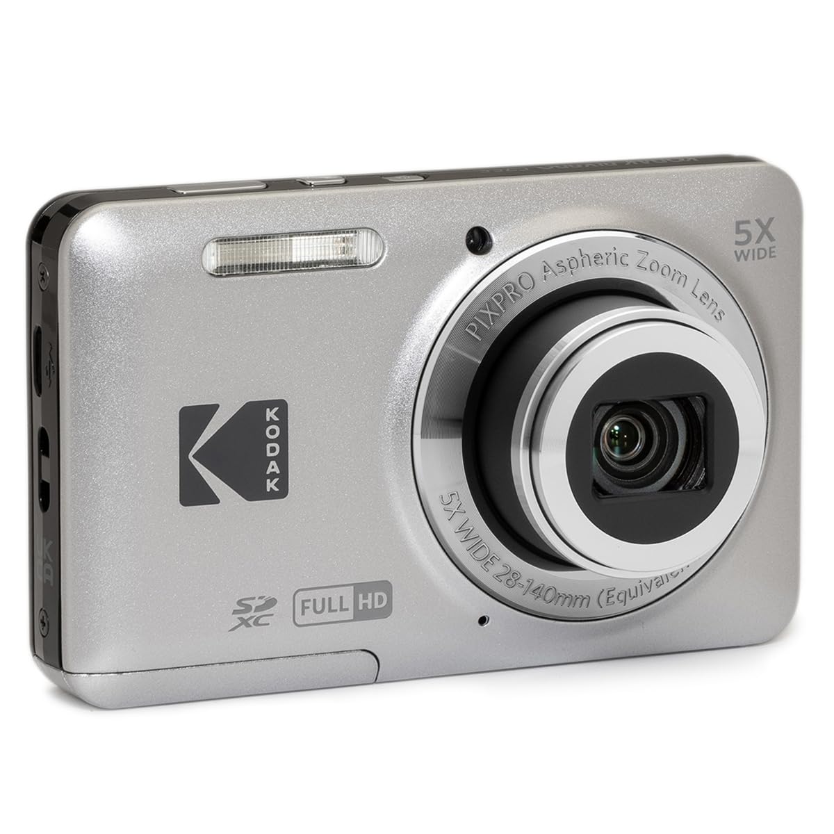 KODAK PIXPRO FZ55 Digital Camera, Silver, Black Silicone Case Bundle — image 3