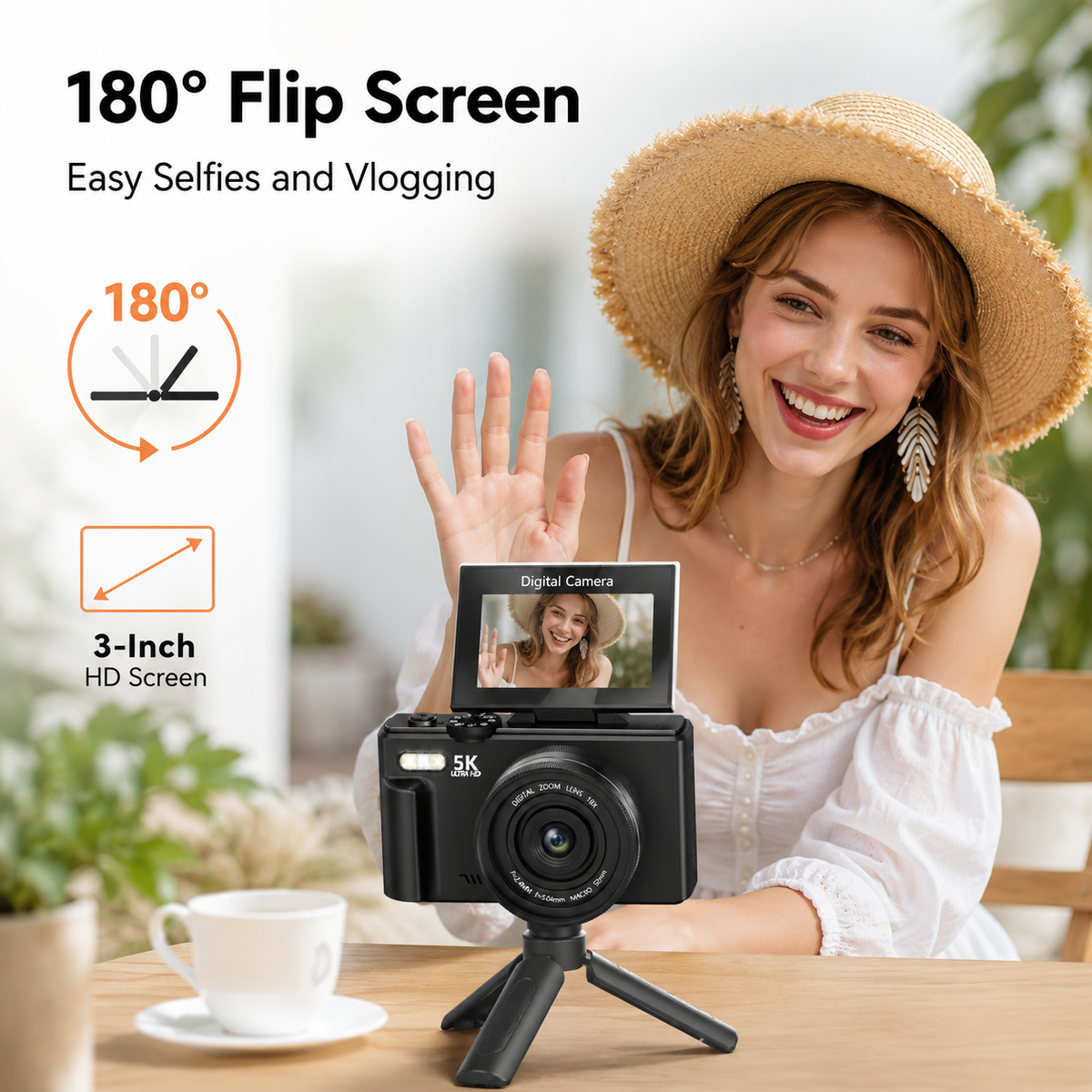 FLATIC Compact Digital Camera, Black, 32GB SD Card - image 4