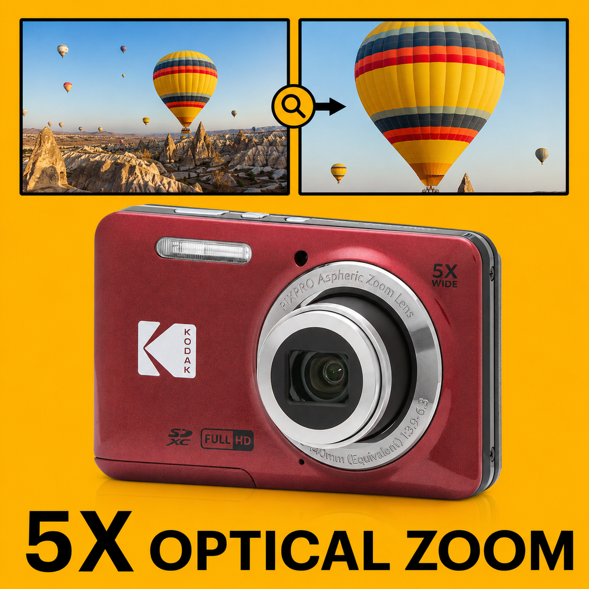 KODAK PIXPRO FZ55 Digital Camera, Red, Camera Charm 339 Bundle - image 4