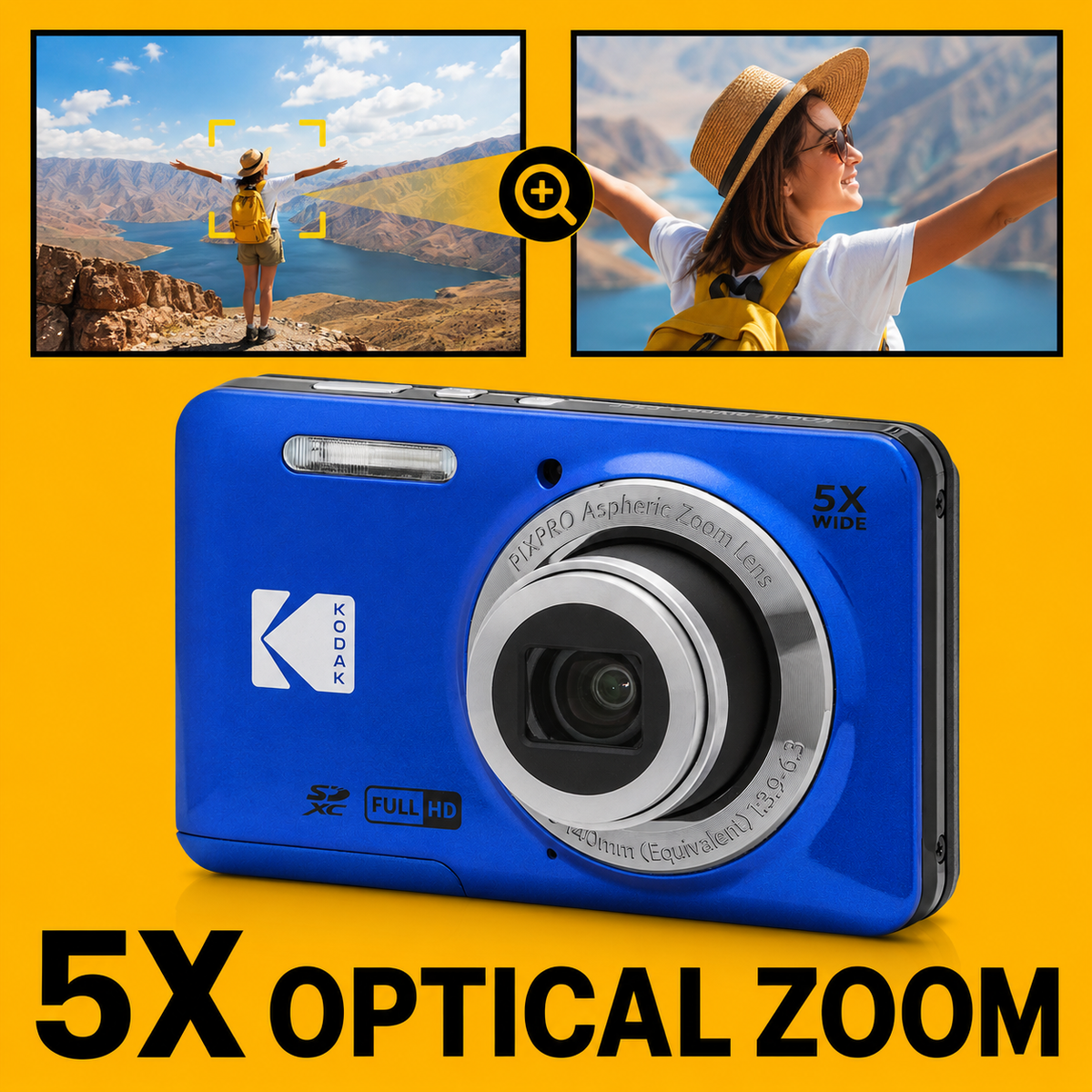 KODAK PIXPRO FZ55 Digital Camera, Blue, Camera Charm 318 Bundle - image 4