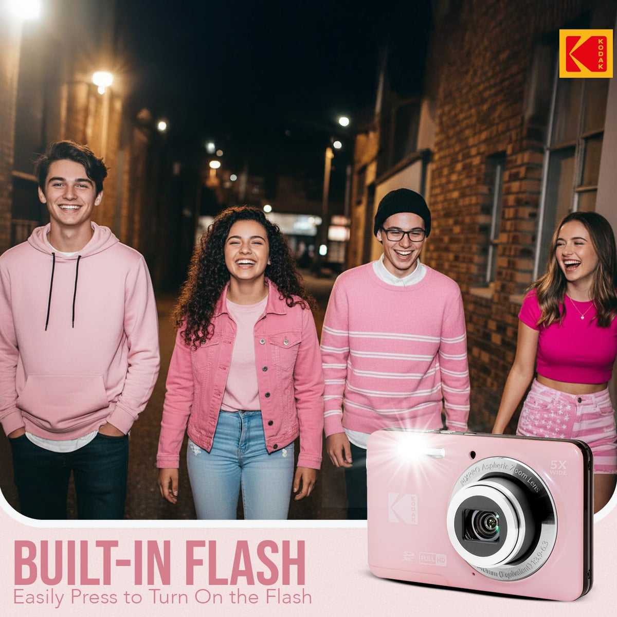 KODAK PIXPRO FZ55 Digital Camera, Pink, Silver Card Reader Bundle — image 5