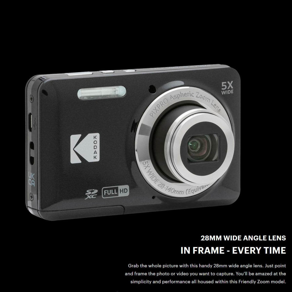 KODAK PIXPRO FZ55 Digital Camera, Black, 32GB SD Card, Cleaning Card Bundle — image 5