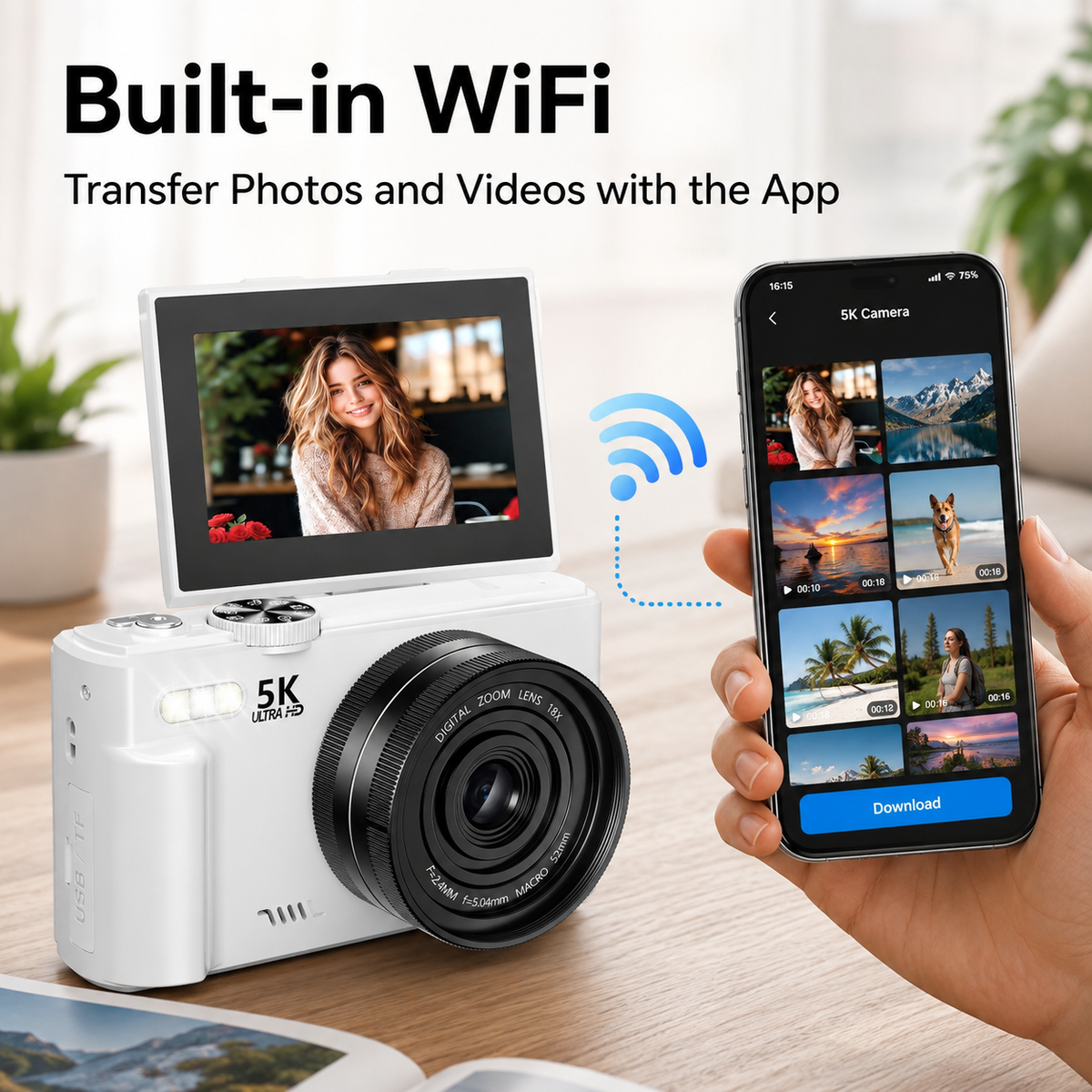 FLATIC Compact Digital Camera, White, 32GB SD Card - image 5