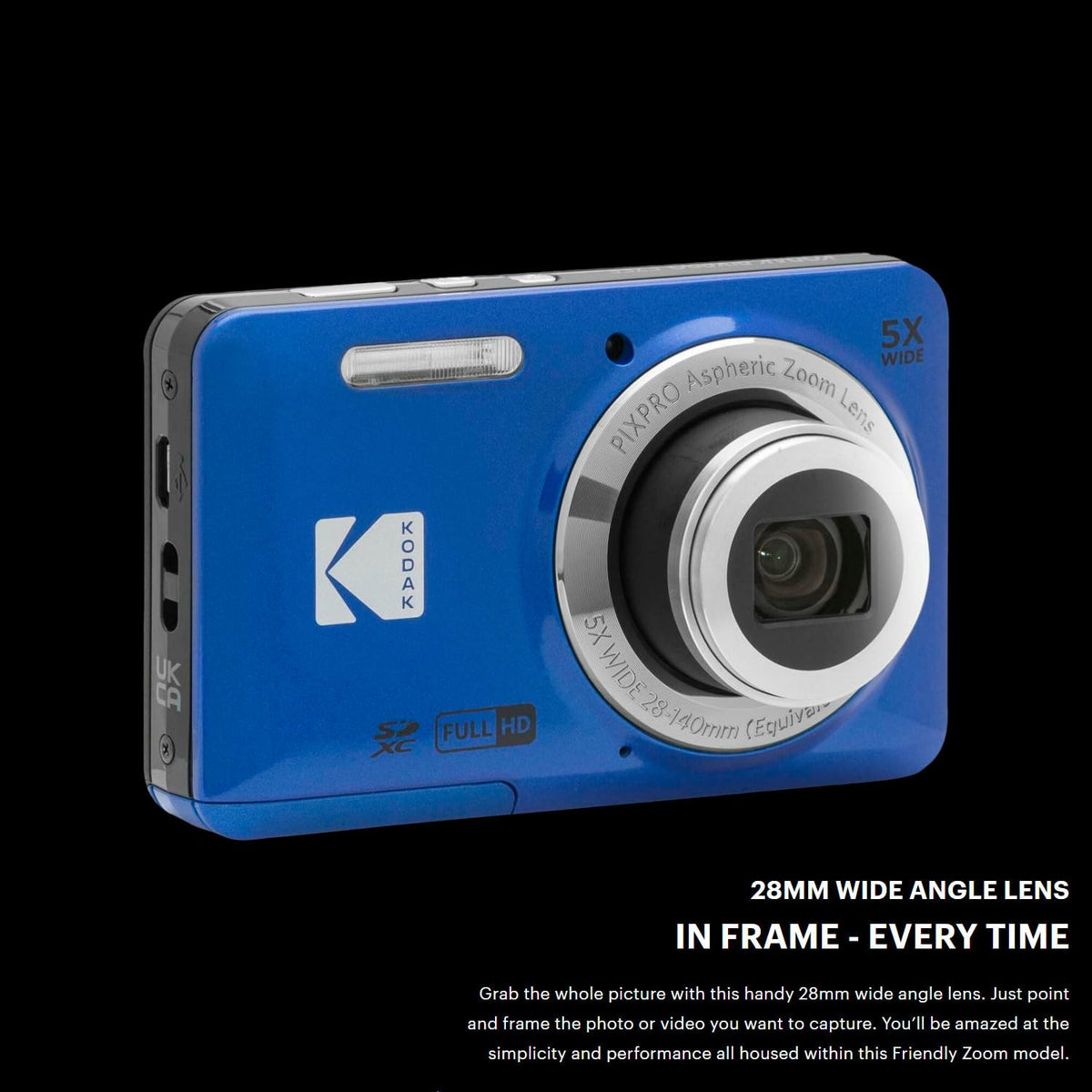 KODAK PIXPRO FZ55 Digital Camera, Blue, 32GB SD Card, Cleaning Card Bundle — image 5