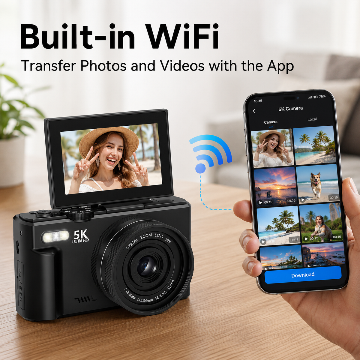 FLATIC Compact Digital Camera, Black, 64GB SD Card - image 5